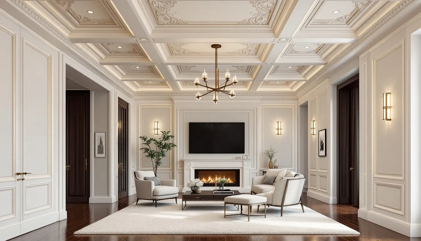Expert craftsmanship in coffered ceilings by AM Group Studio, showcasing quality installation.