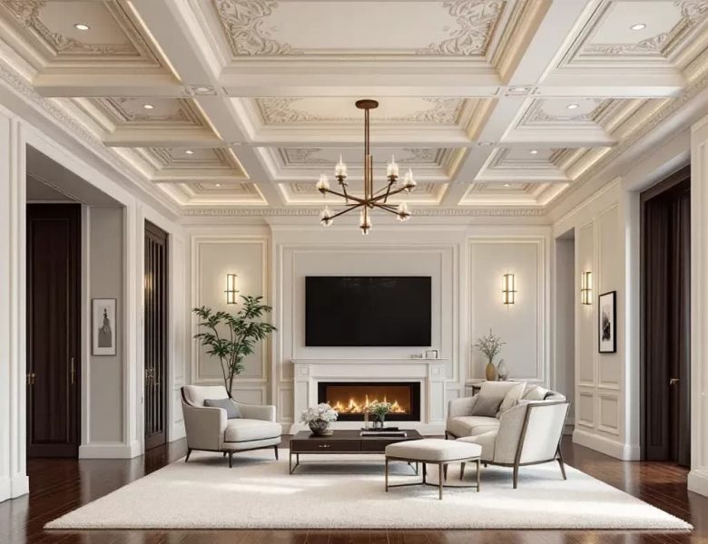 Expert craftsmanship in coffered ceilings by AM Group Studio, showcasing quality installation.