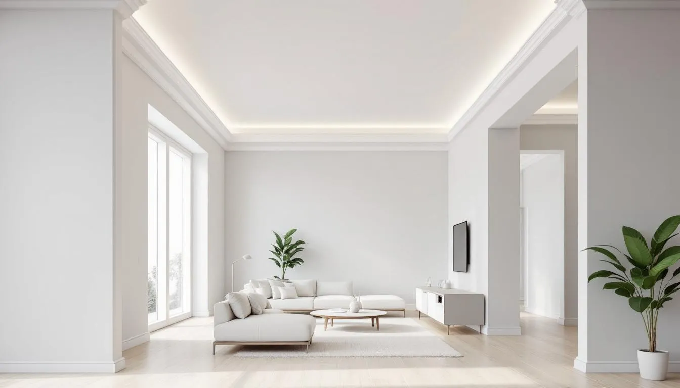 An elegant example of modern crown molding in a stylish interior.