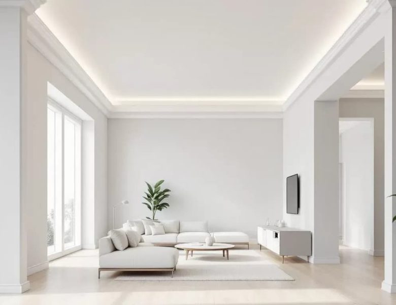 An elegant example of modern crown molding in a stylish interior.