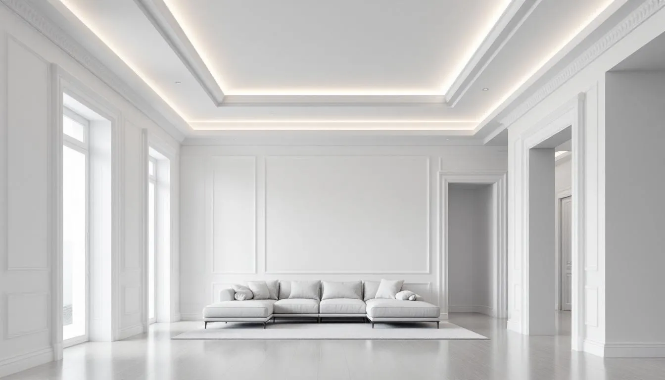 High-contrast crown molding creating a striking visual effect.
