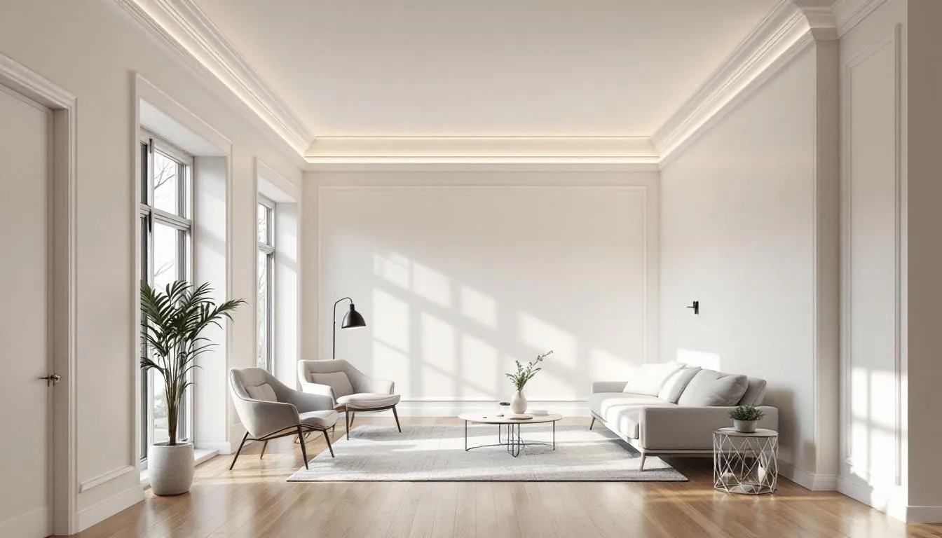 Extra-large crown molding adding grandeur to a room.