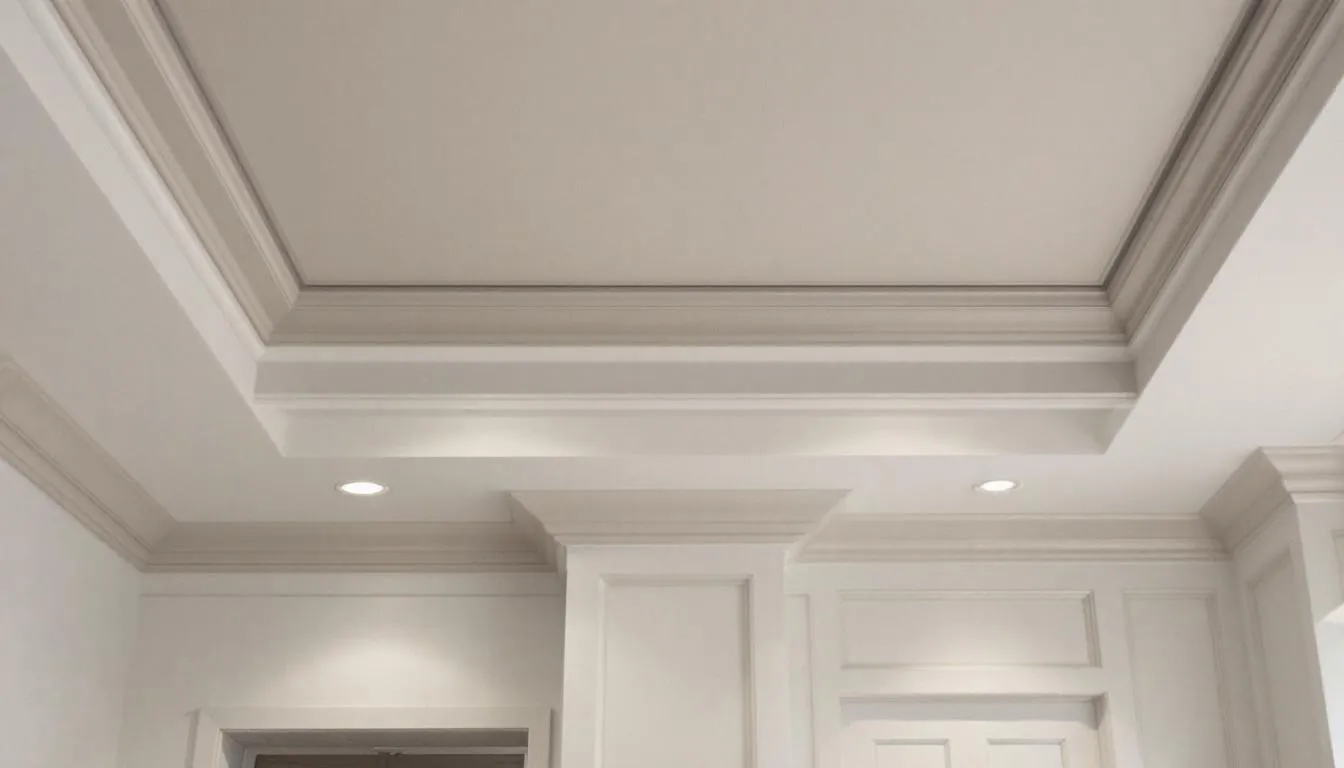 A beautifully designed tray ceiling showcasing intricate crown molding.